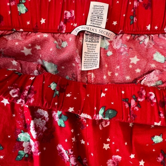 Victoria's Secret Sleep Pants Red Flowers Stars PJ Lounge Cotton Size Small - Picture 9 of 9